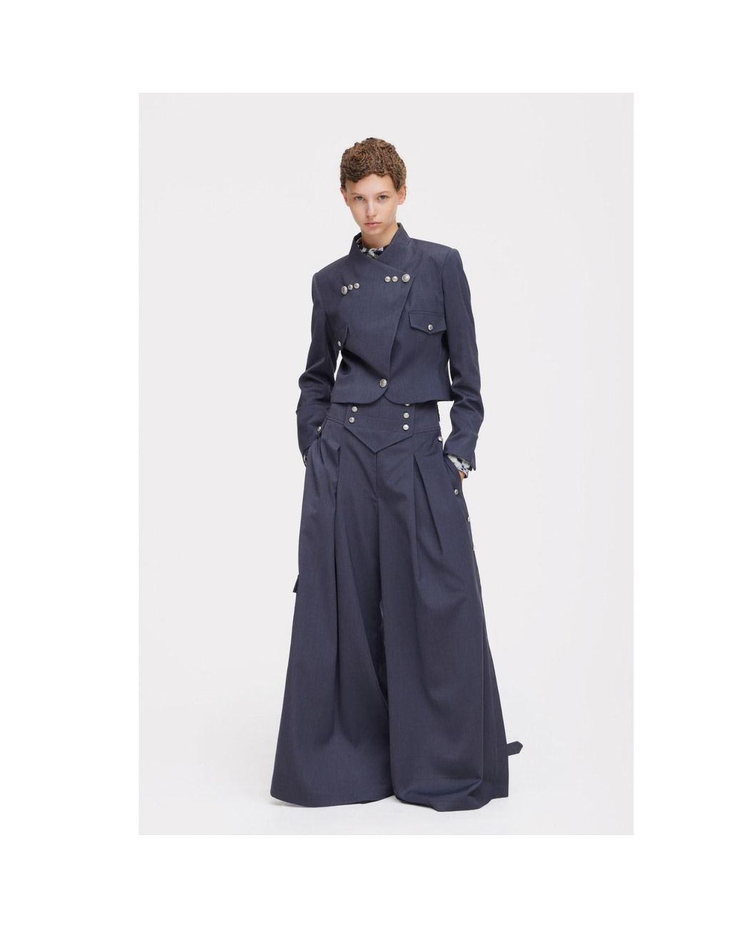 Julia Allert Blue Pleated Utility Palazzo Trousers –