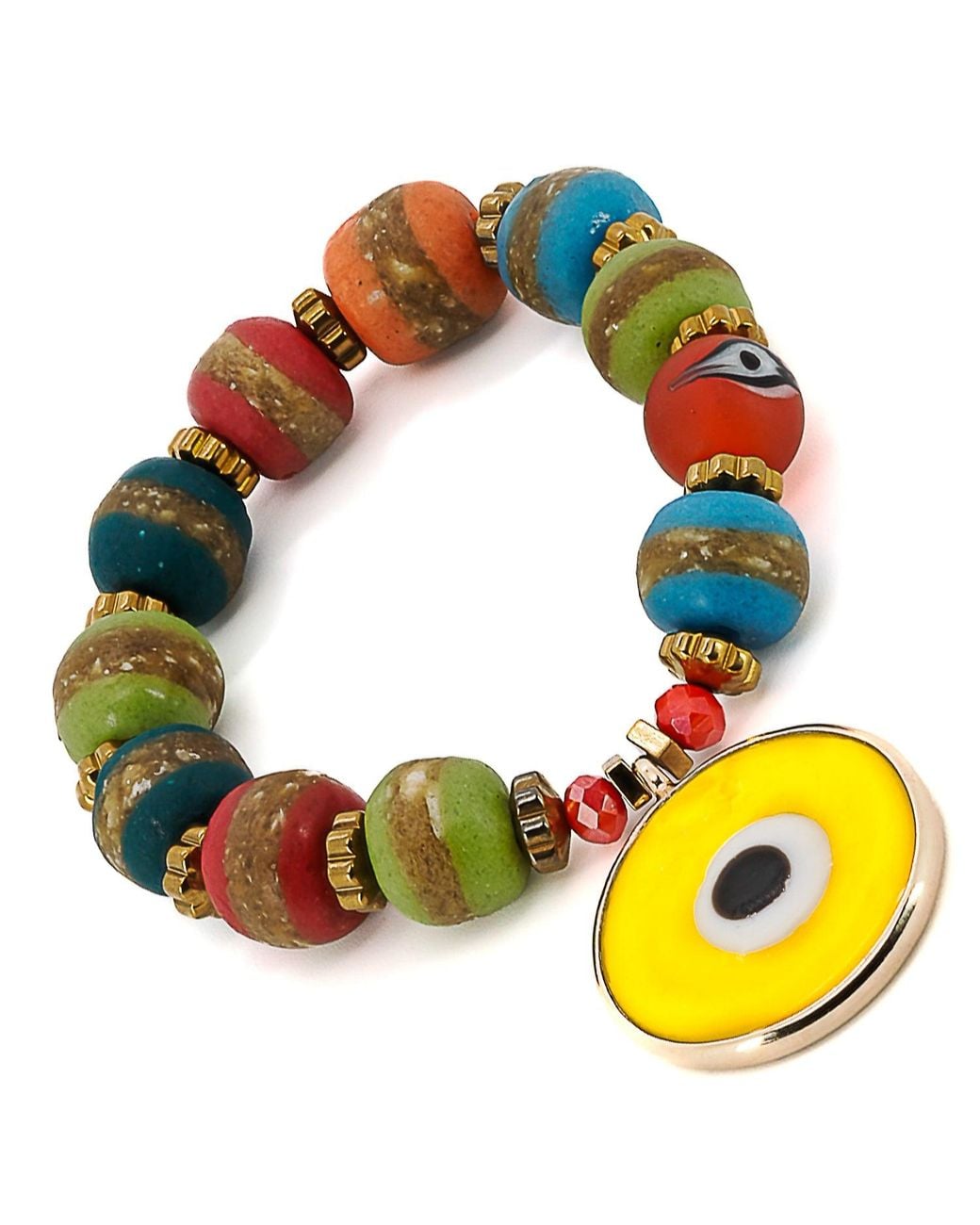 Ebru Jewelry Yellow Evil Eye Nepal Beaded Bracelet