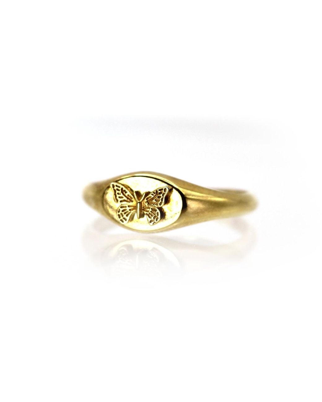 VicStoneNYC Fine Jewelry Metallic 14K Beautiful Hope Butterfly Solid Signet Ring
