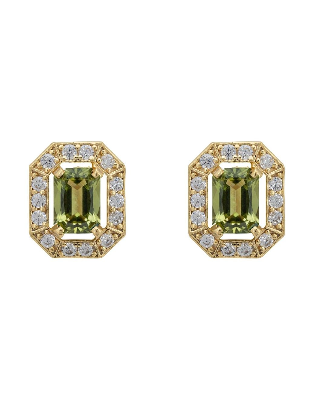 Latelita London Metallic Whistledown Gemstone Stud Earrings Peridot