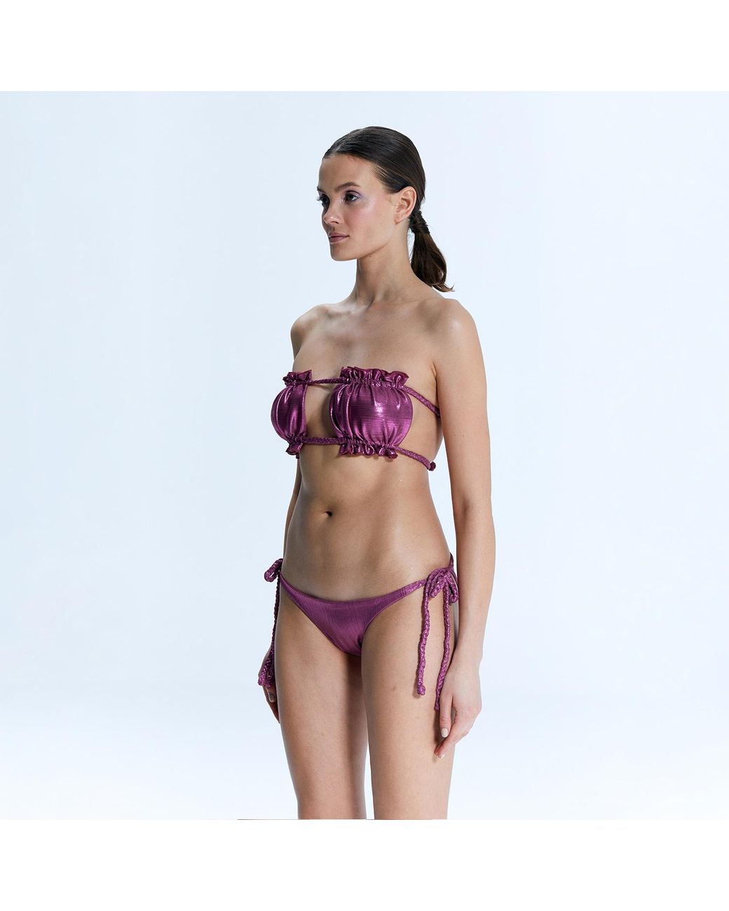 Nur Karaata Purple Shinny Sun Bikini Set