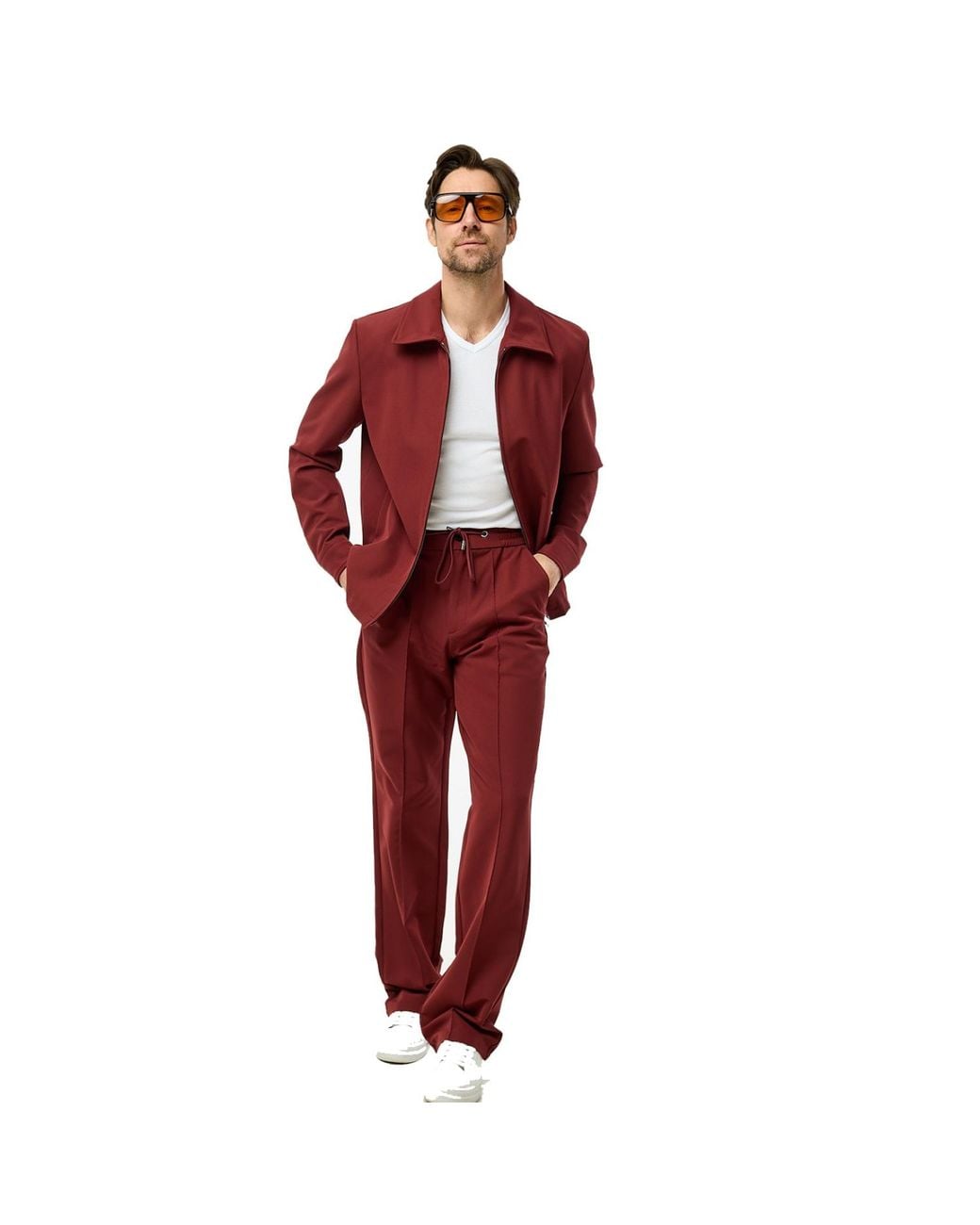 DAVID WEJ Red Ashford Relaxed Aviator Jacket for men
