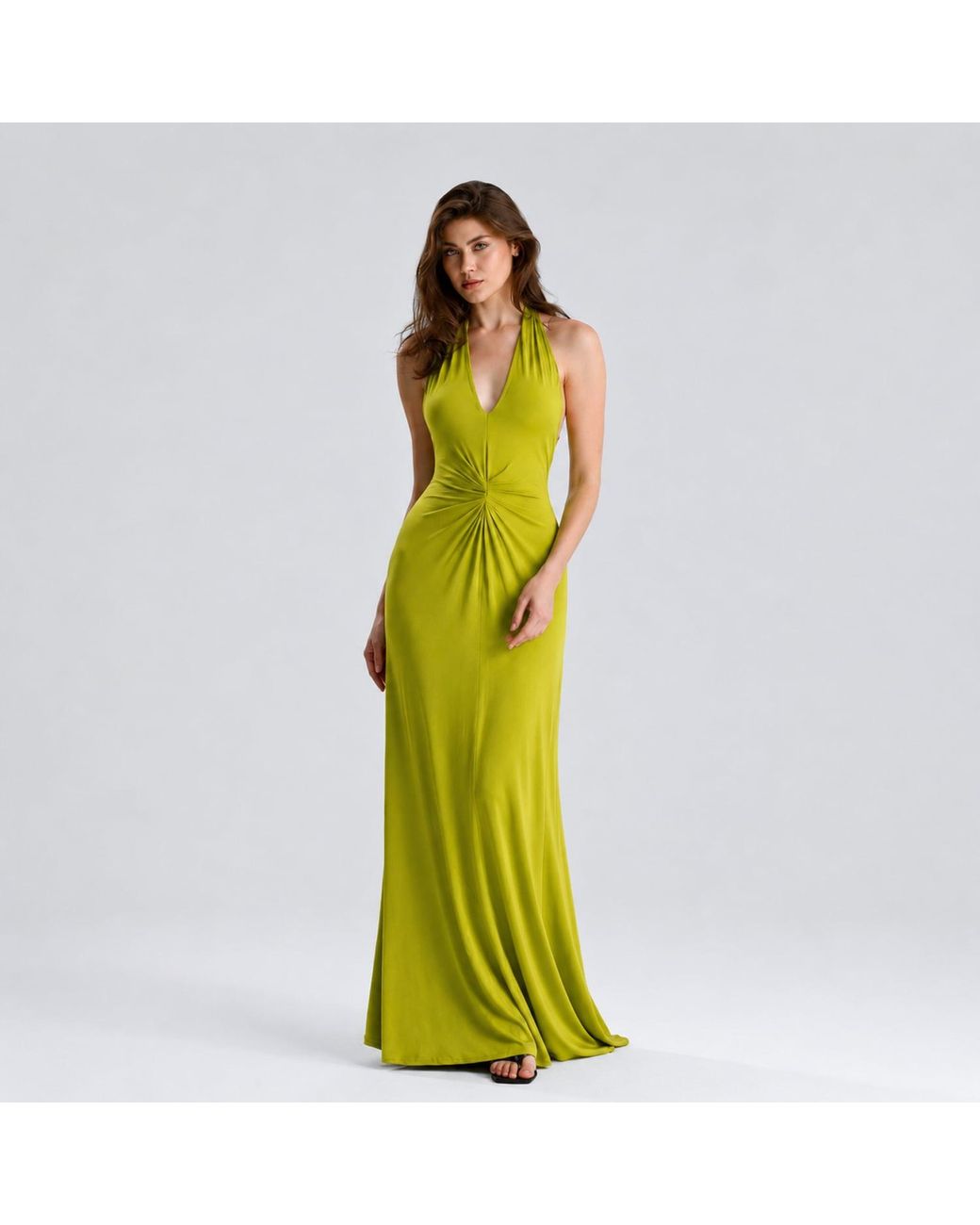 Maison De Gala Yellow Sienna Lime Halter Dress