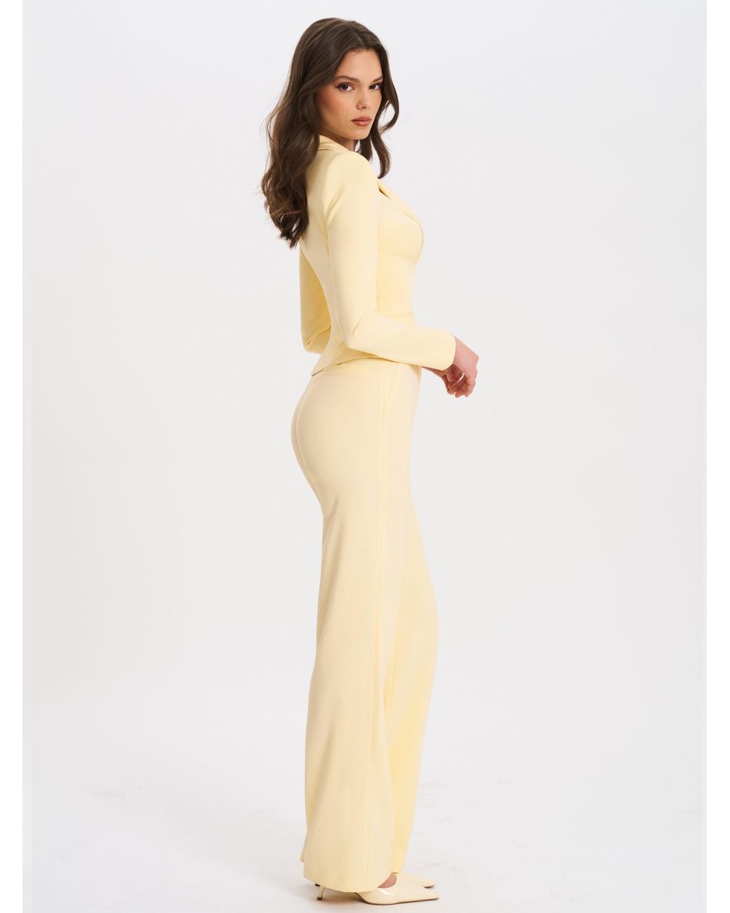 Miss Circle New York White Quinnie Butter Slim Suit Pants