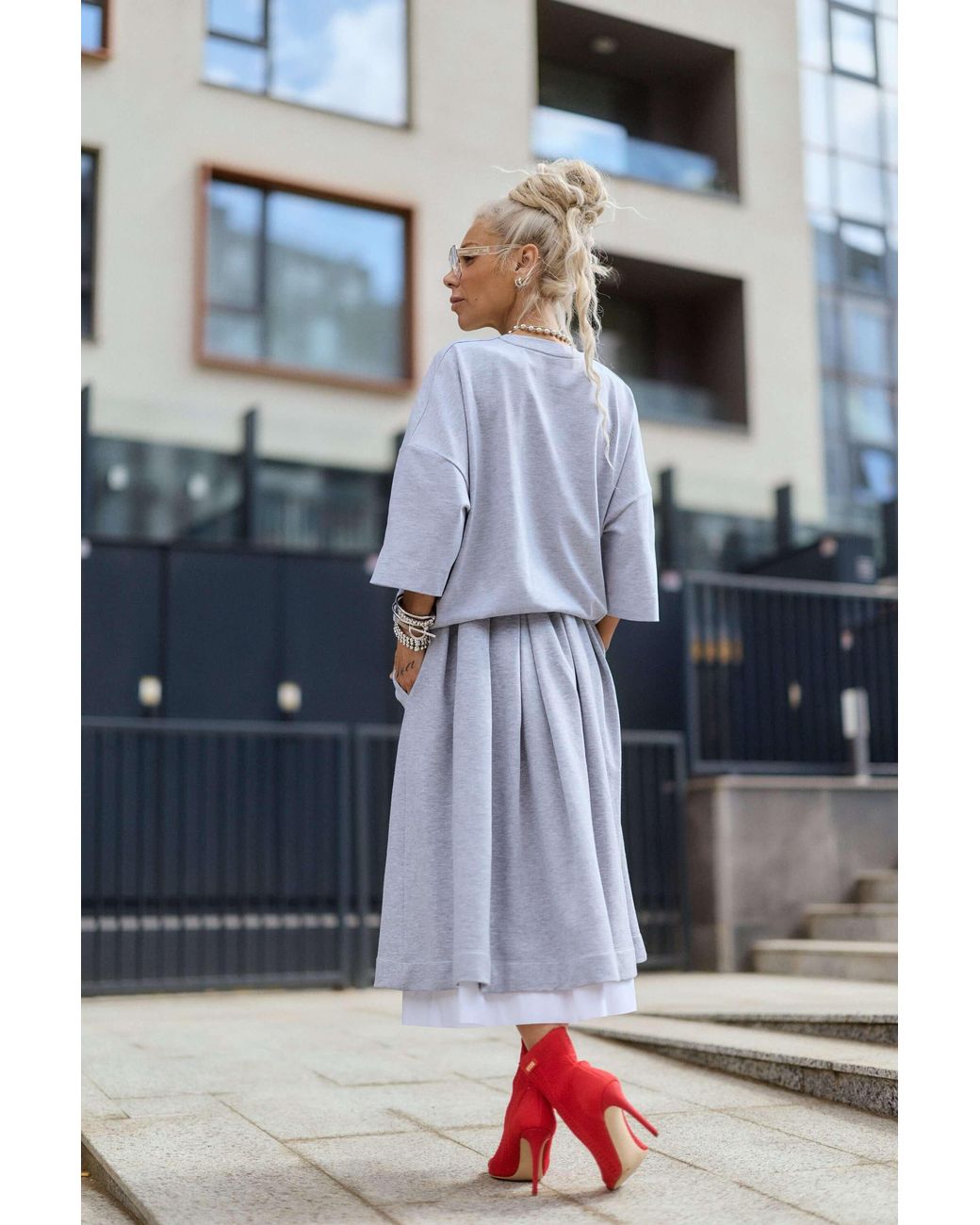 Clothes by Locker Room Gray Pleated Midi Skirt