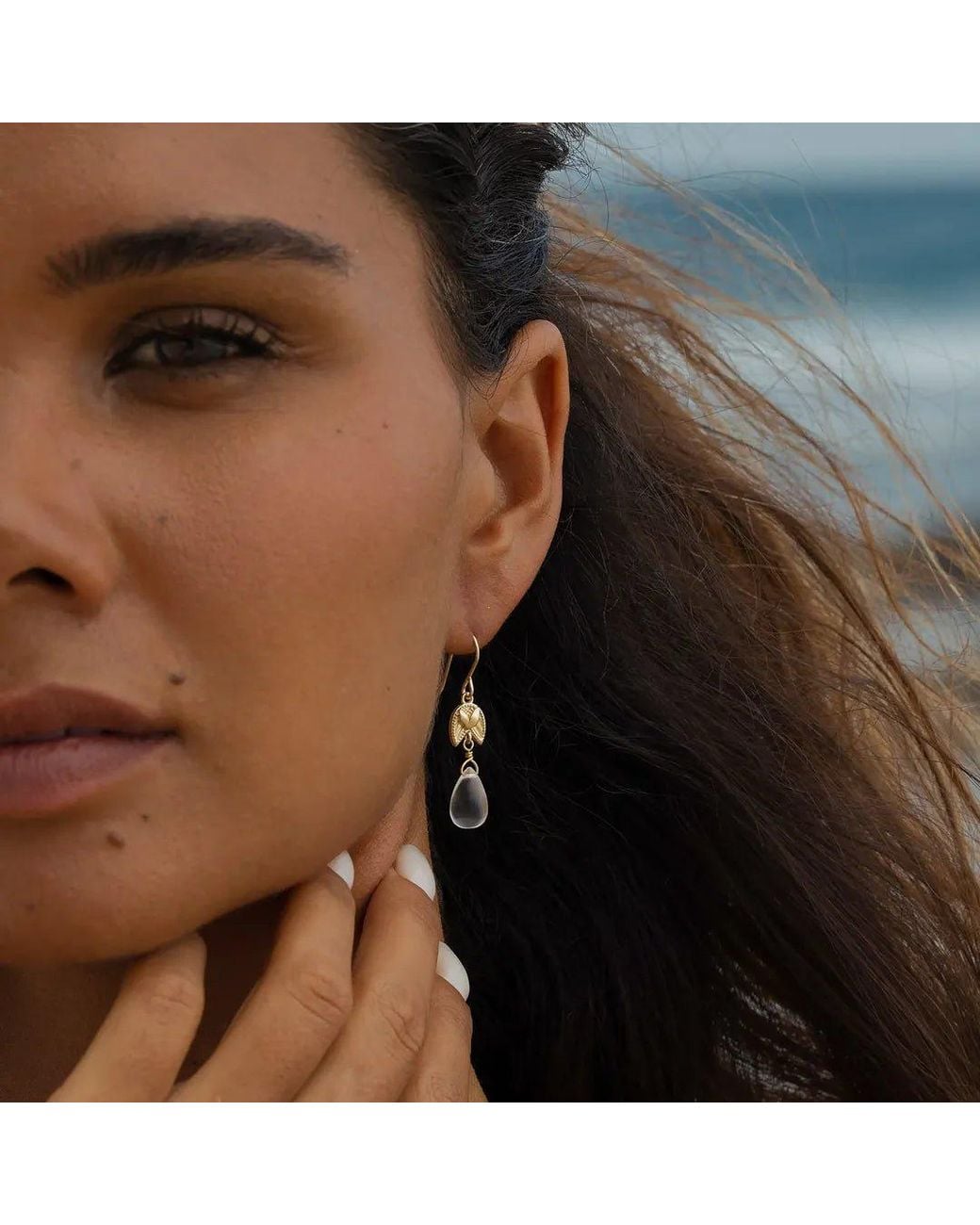 Karma and Luck Metallic Awakened Light Quartz Lotus Earrings