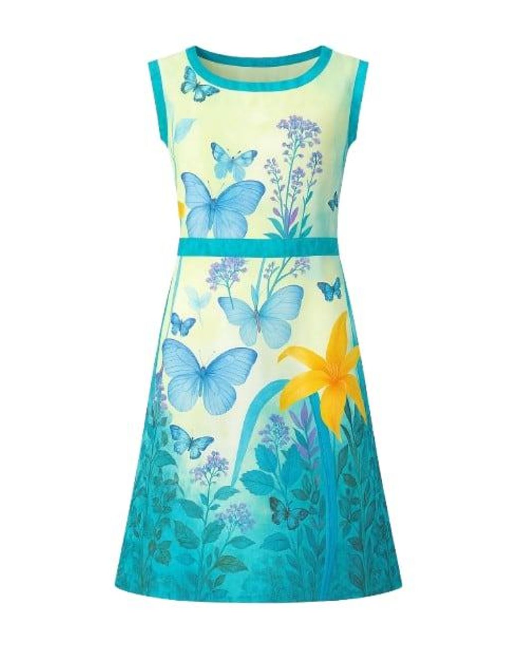 Conquista Blue Floral Poplin Dress