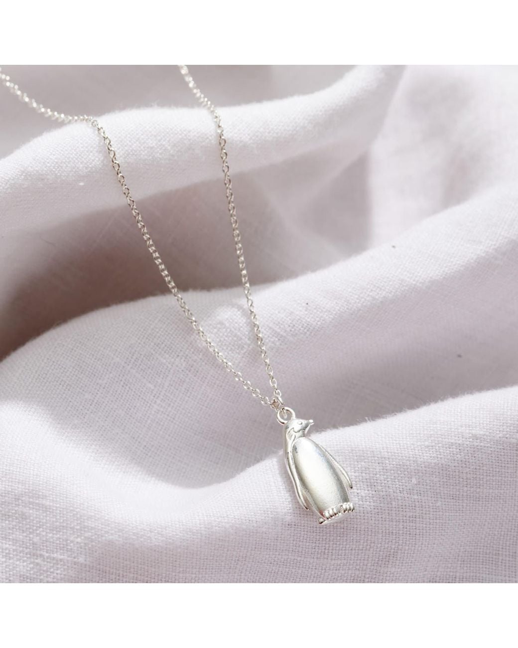 Posh Totty Designs Metallic Sterling Soulmate Penguin Charm Necklace
