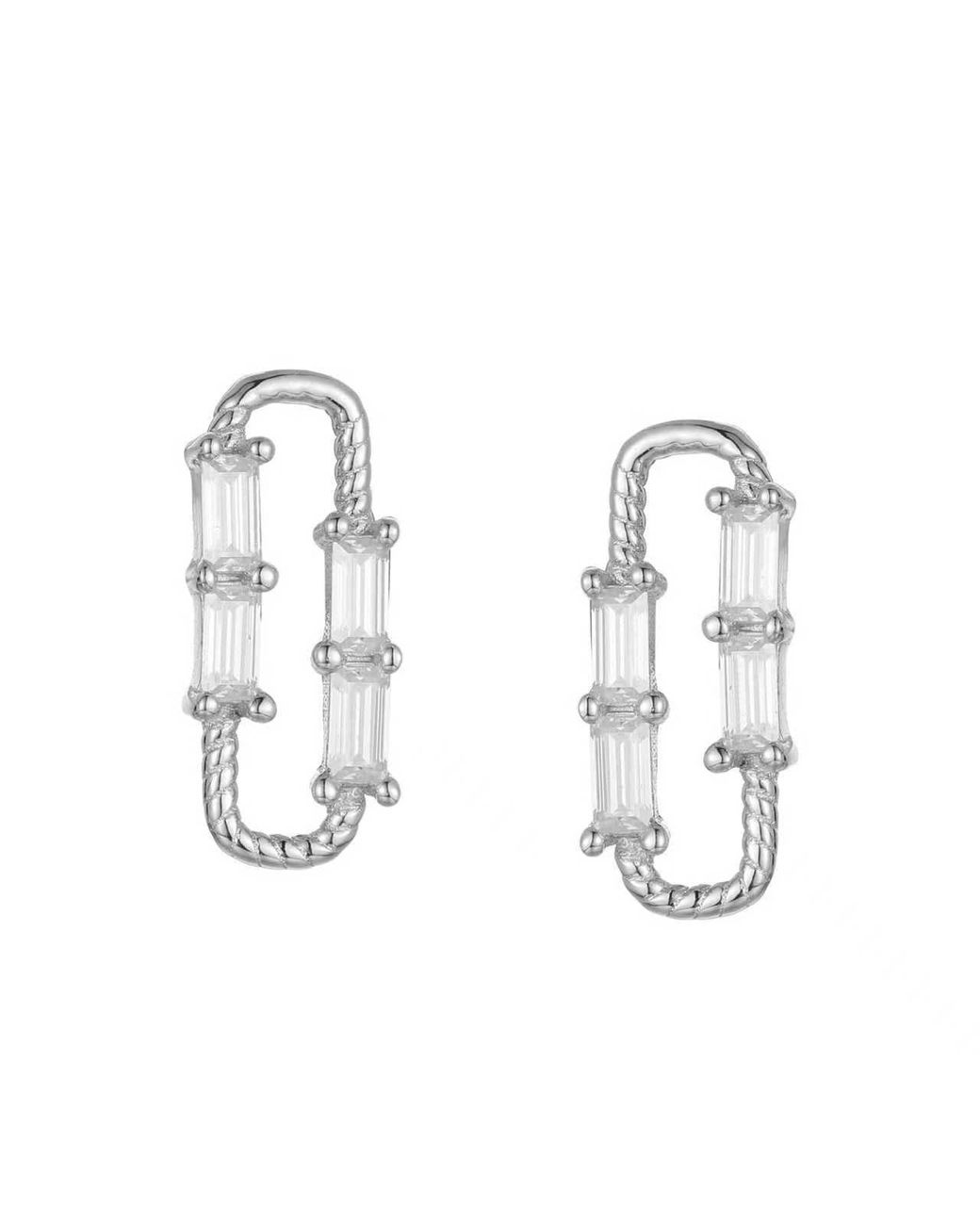 Lioness by Tf Metallic Rina Earrings Solid Sterling, Rhodium-Plated