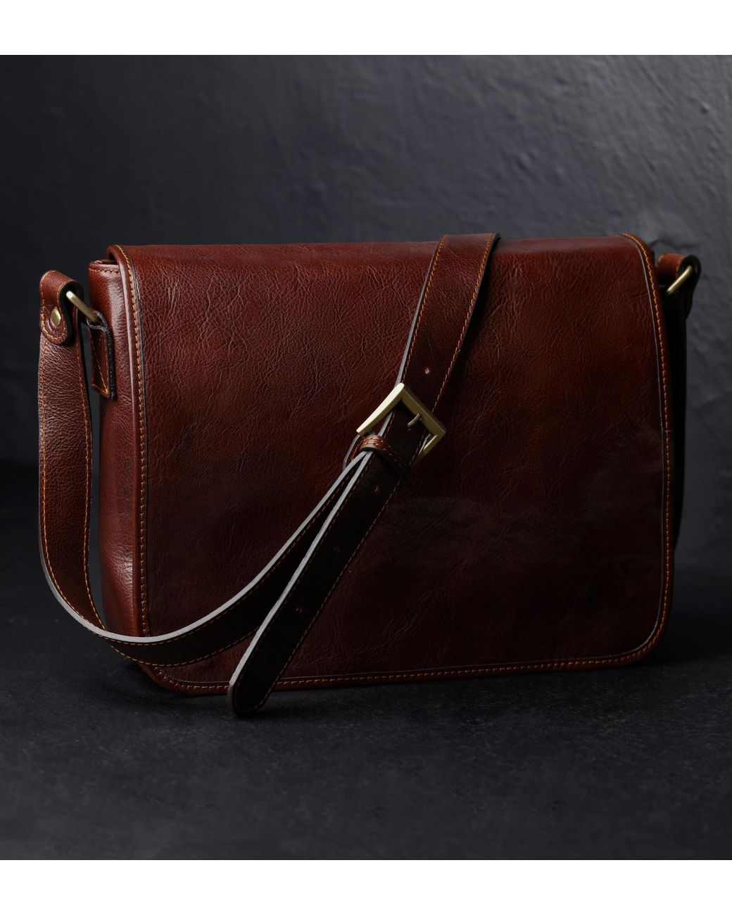 Time Resistance Brown Leather Messenger Bag – The Stranger for men