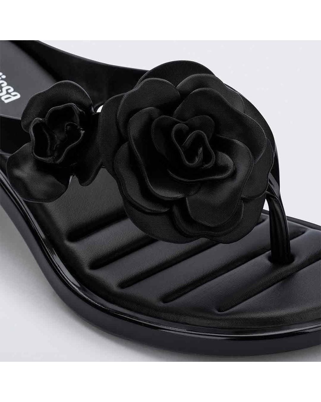 Melissa Black Thong Kitten Heel Petals