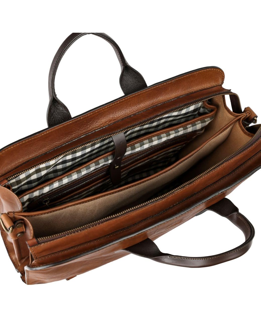 Time Resistance Brown Leather Briefcase Laptop Bag for men