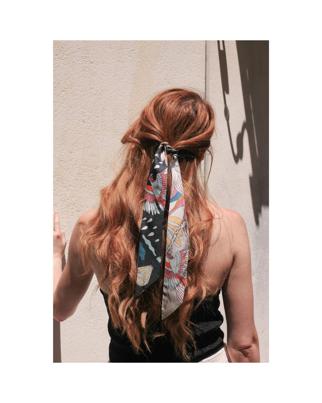Jessie Zhao New York Blue Silk Skinny Scarf Of World Travel