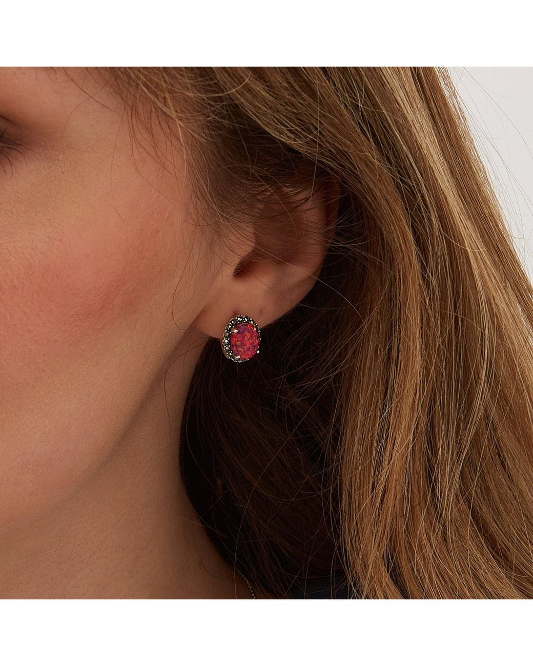 Spero London Pink Circle Opal High Quality Sterling Necklace Earring Ring Set