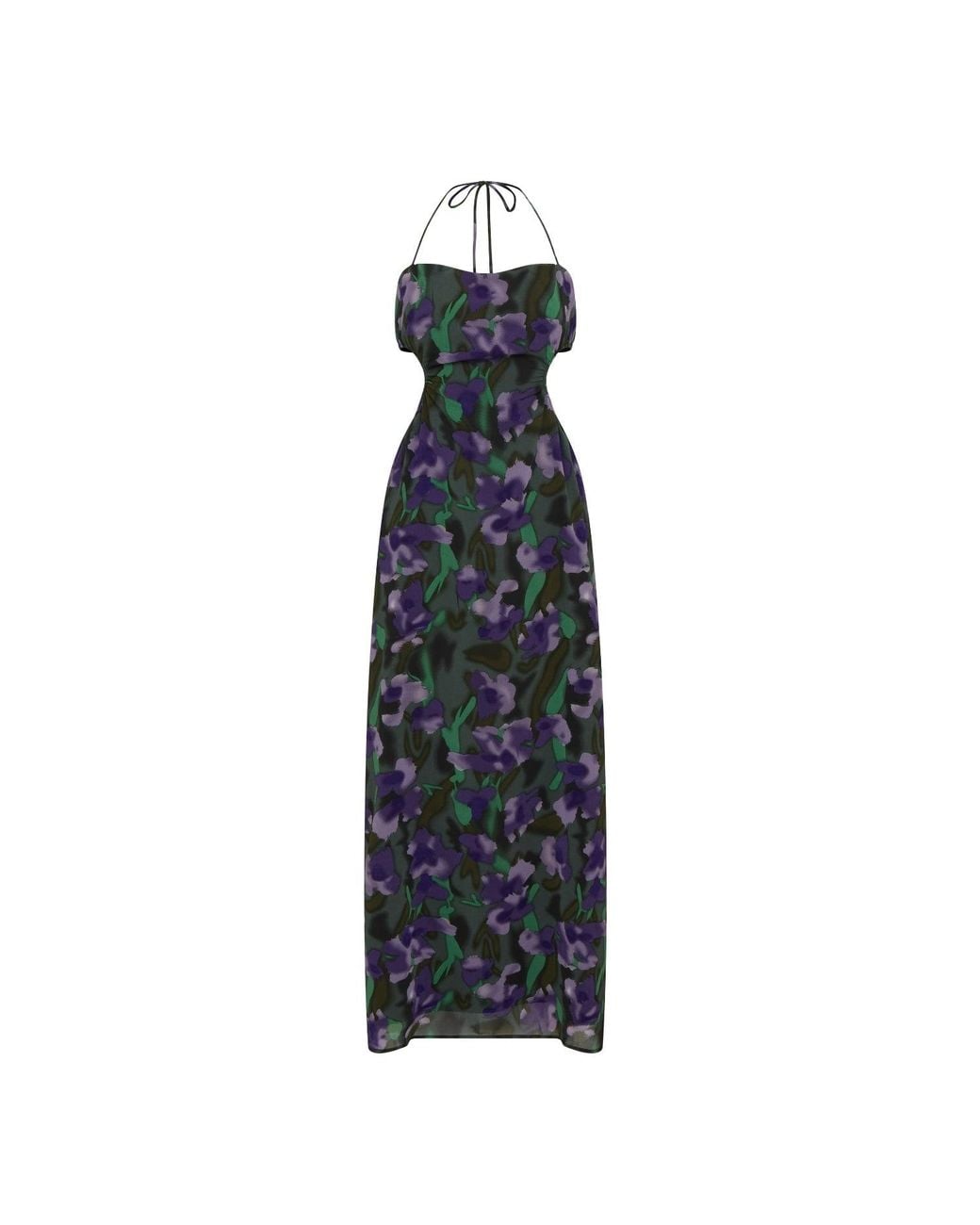 Sour Figs Blue Violette Tie Halter Floral Dress