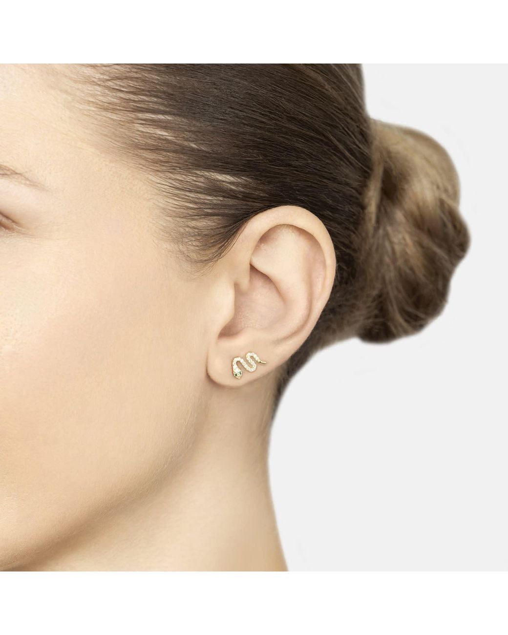 Latelita London Metallic Slither Snake Stud Earrings Cz