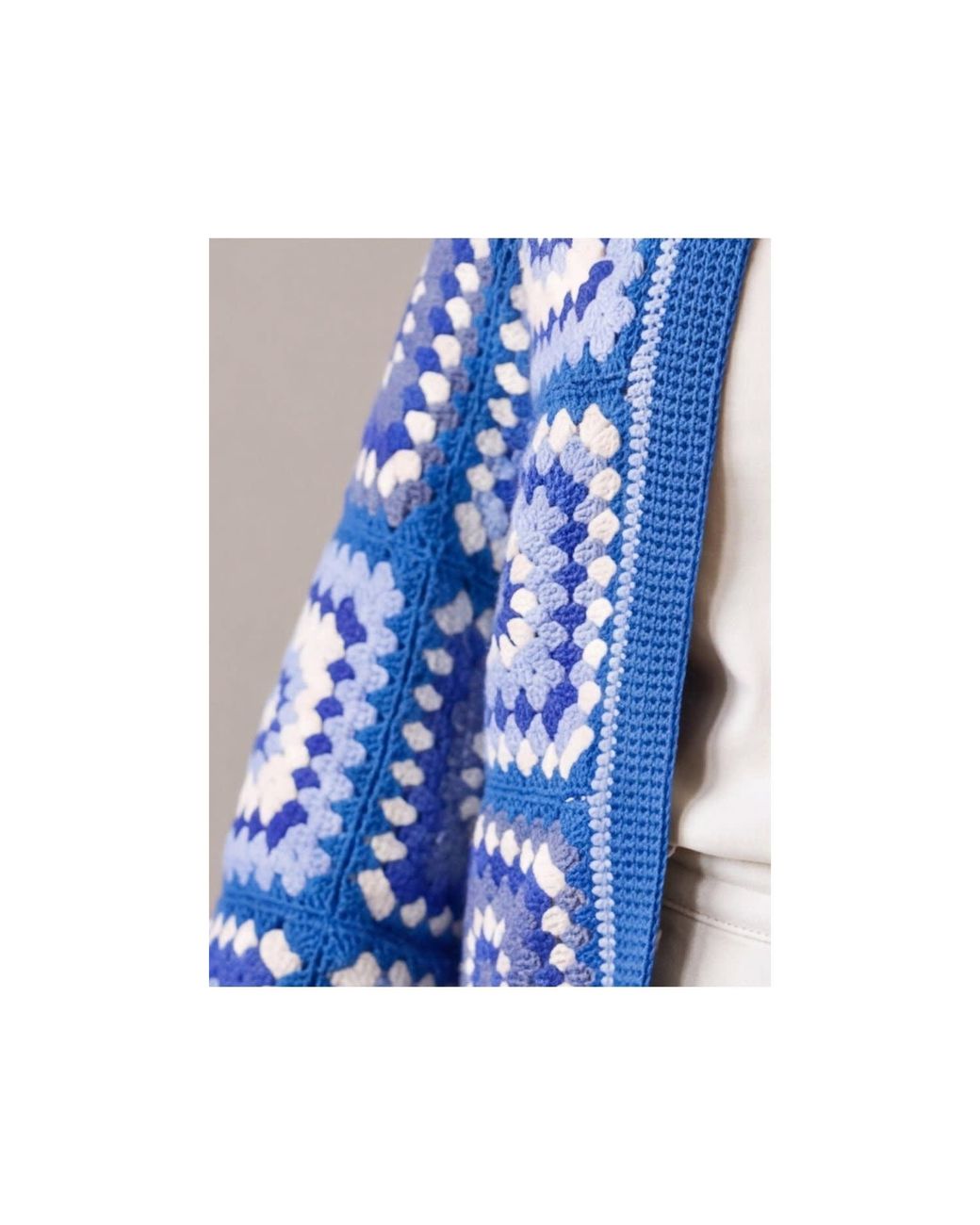 Ana Chic Blue Granny Square Handmade Crochet Oversized Cardigan