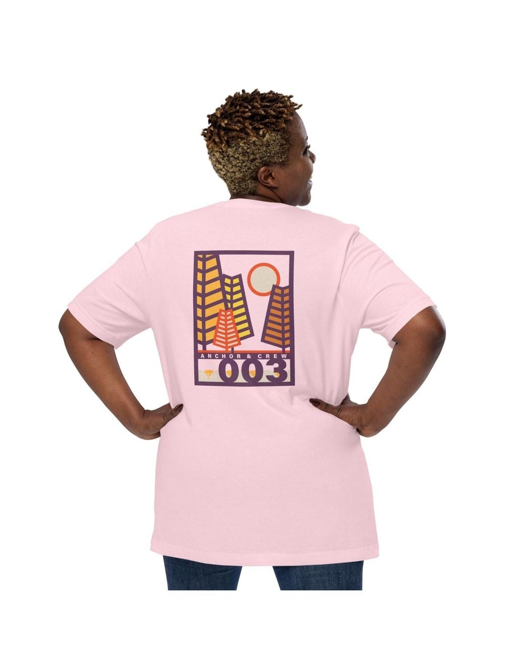 Anchor and Crew Pink Cotton Three Field Notes Organic Cotton T-Shirt