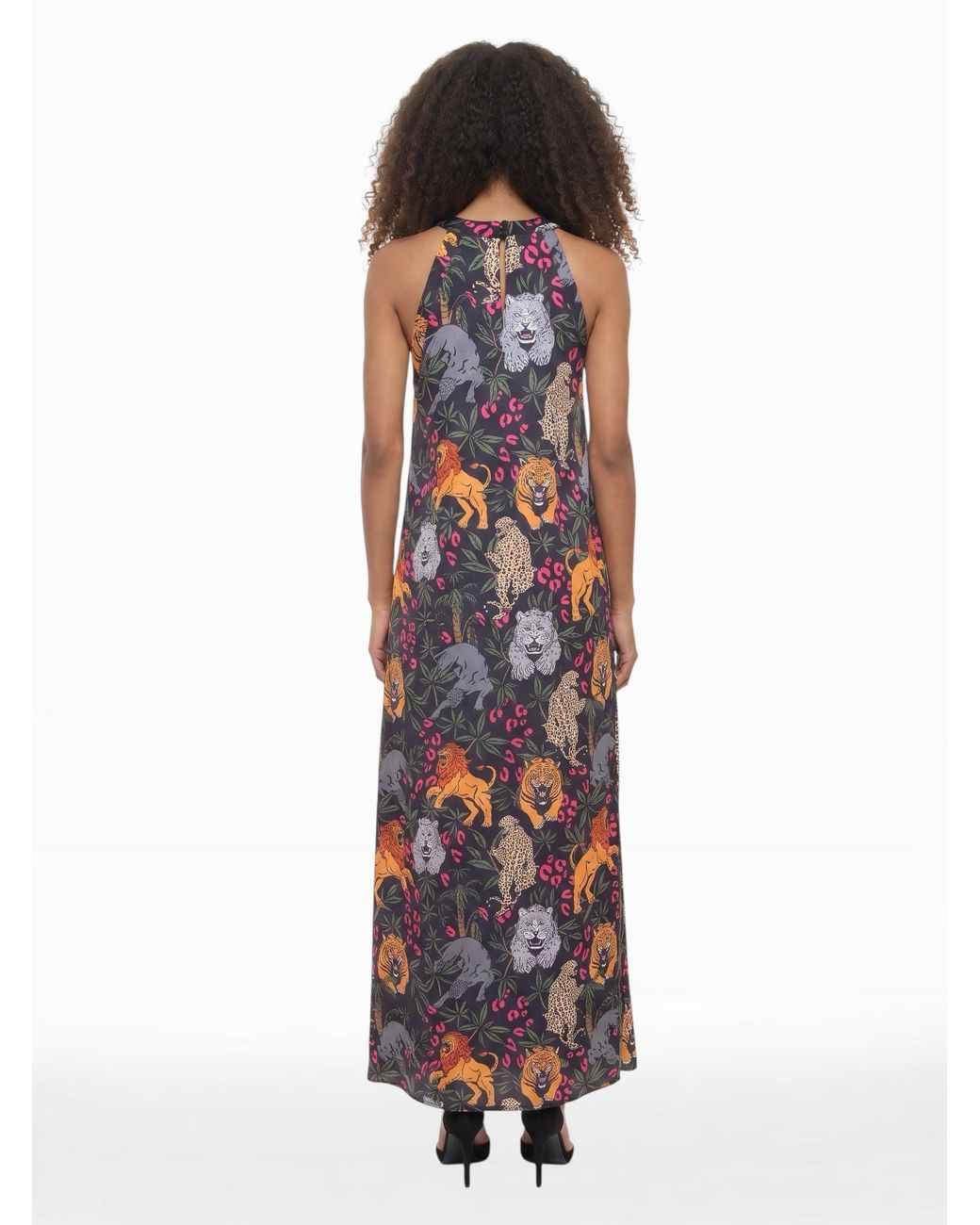 Any Old Iron White Big Cats Halter Dress