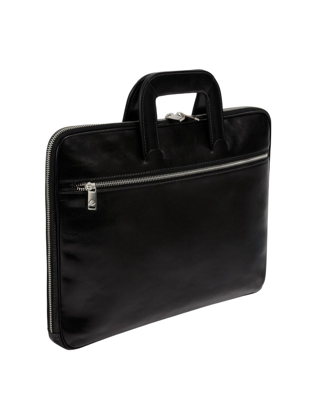 Time Resistance Black Leather Briefcase Laptop Bag for men