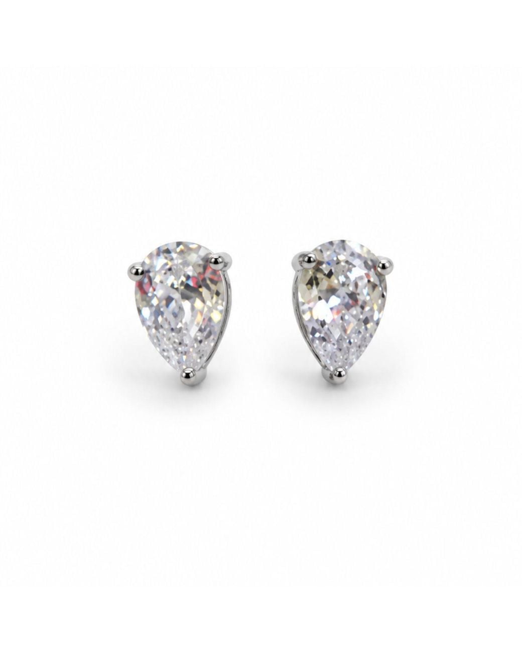 Jagged Halo Jewelry Metallic Bombshell Pear-Shaped Cz Stud Earrings Plated Stainless Steel