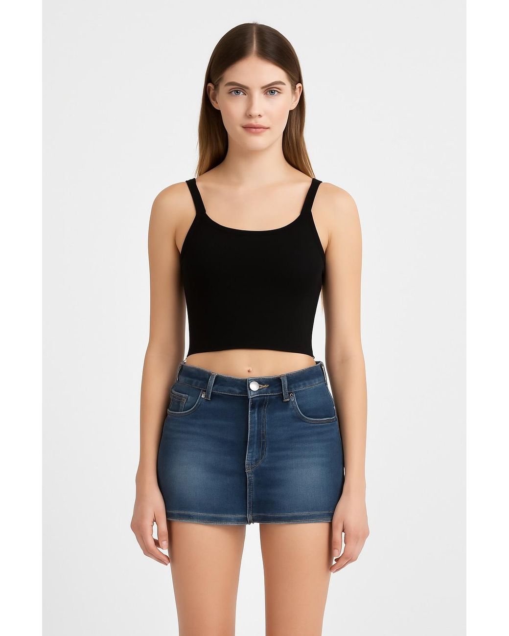 Conquista Blue Classic Denim Mini Skirt – Timeless Fit With A Modern Edge