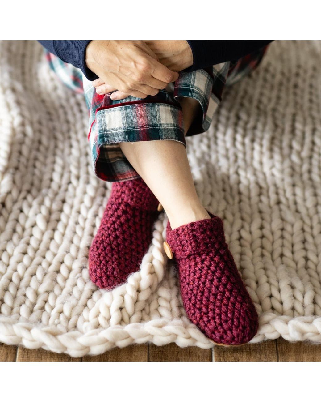 Kingdom of Wow Purple Cozy Ankle Boot Wool Slippers For