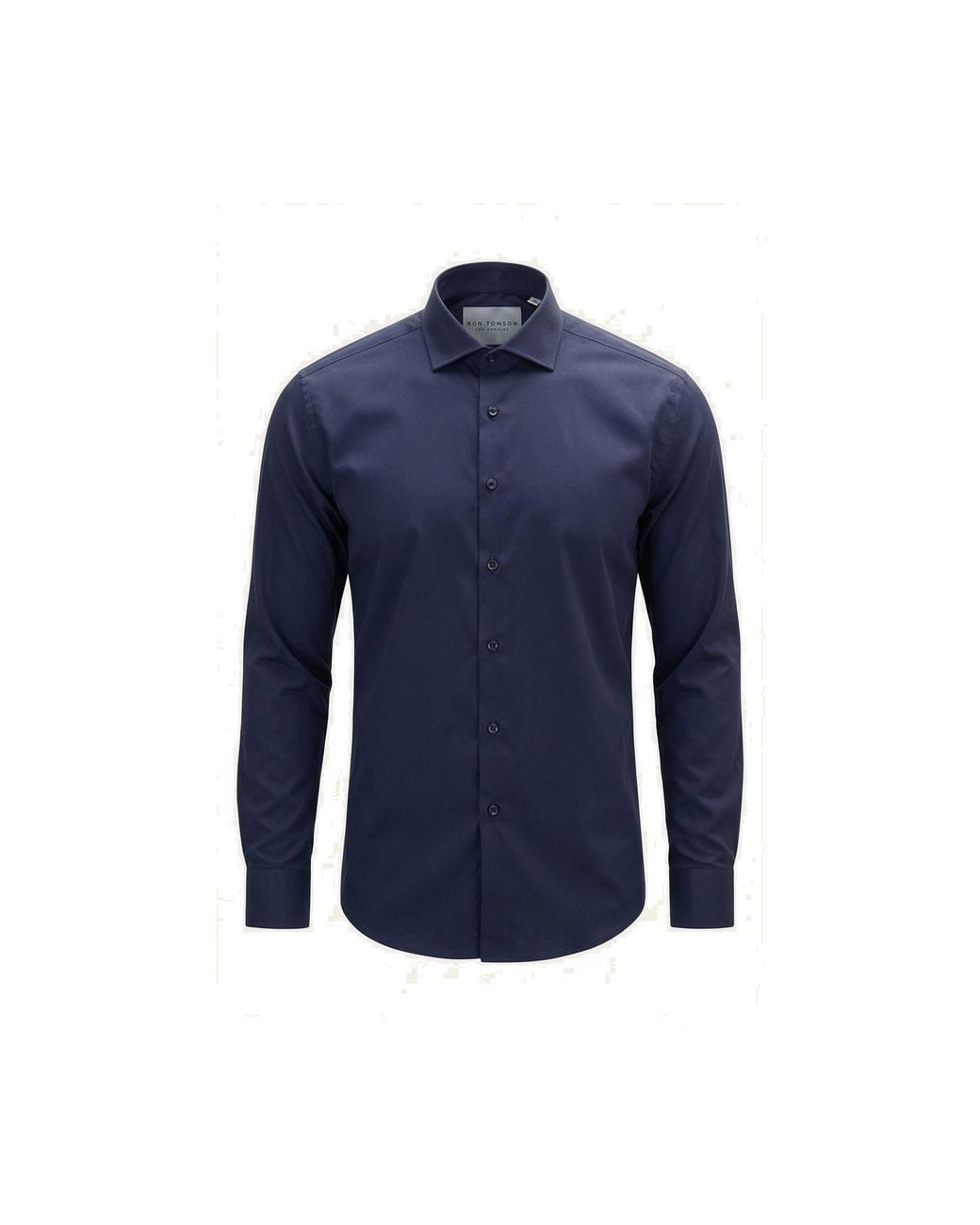 Ron Tomson Blue Non-Iron Pure Cotton Spread Collar Dress Shirt for men