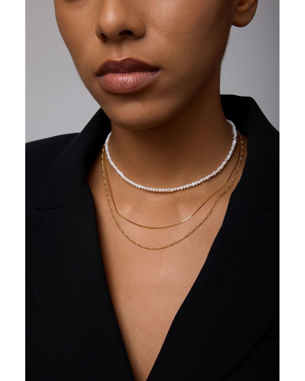 Vanhi Metallic Figaro And Box Chain Layered Necklace