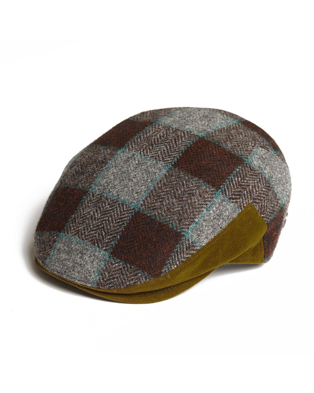 Dasmarca Hats Brown Luis Grassland Tweed Checks Italian Flat Cap for men