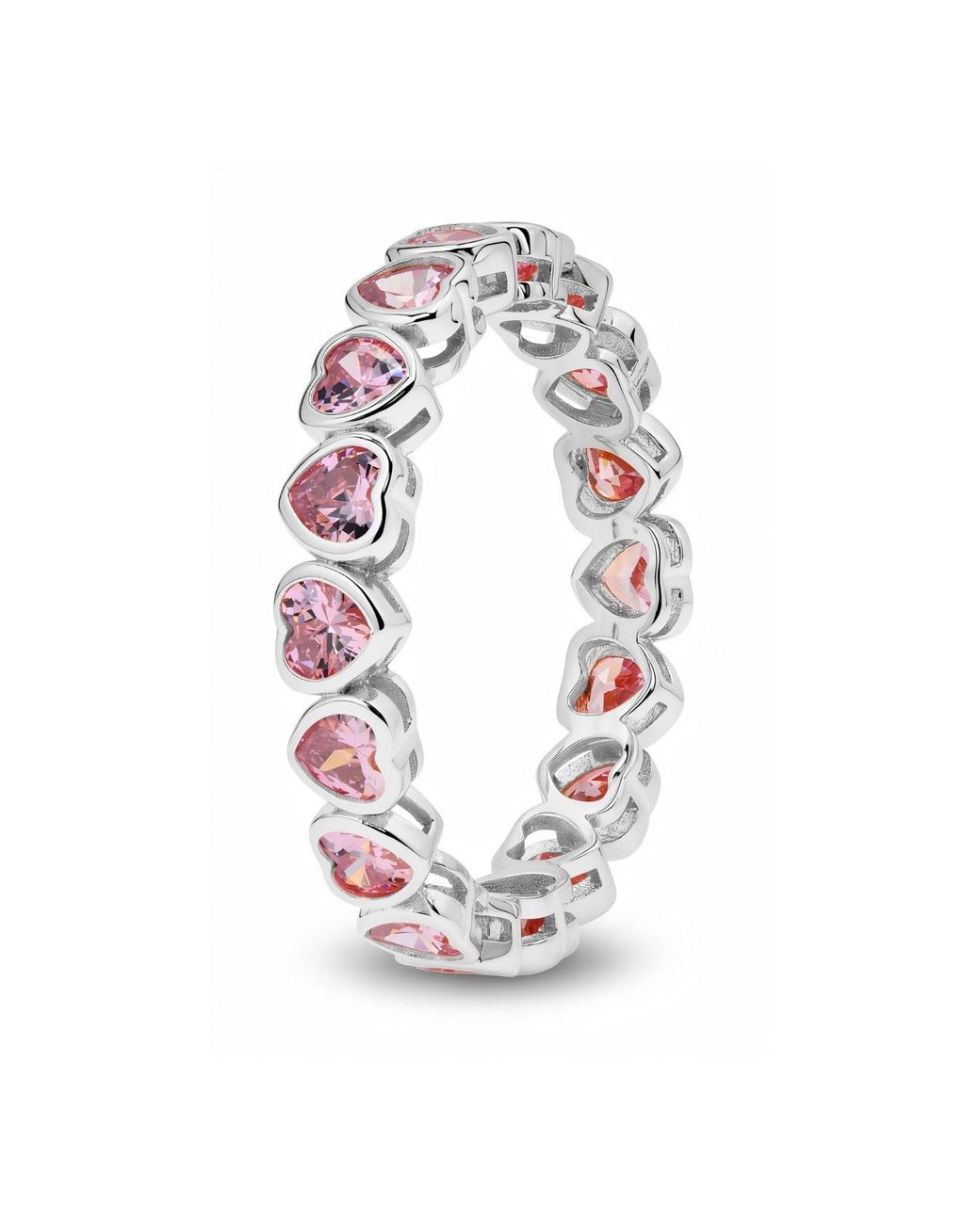 Kylie Harper Metallic Bezel-Set Heart Eternity Band Ring