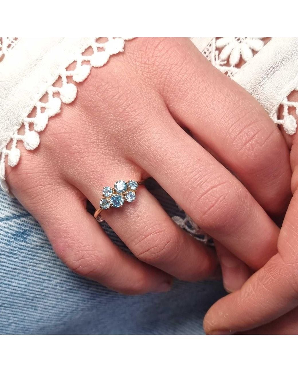 Lee Renee Blue Topaz Cluster Ring