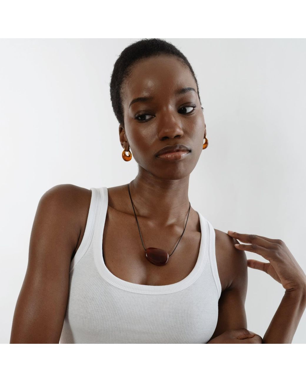 Miss Cecilia Orange Crescent Amber Hoops