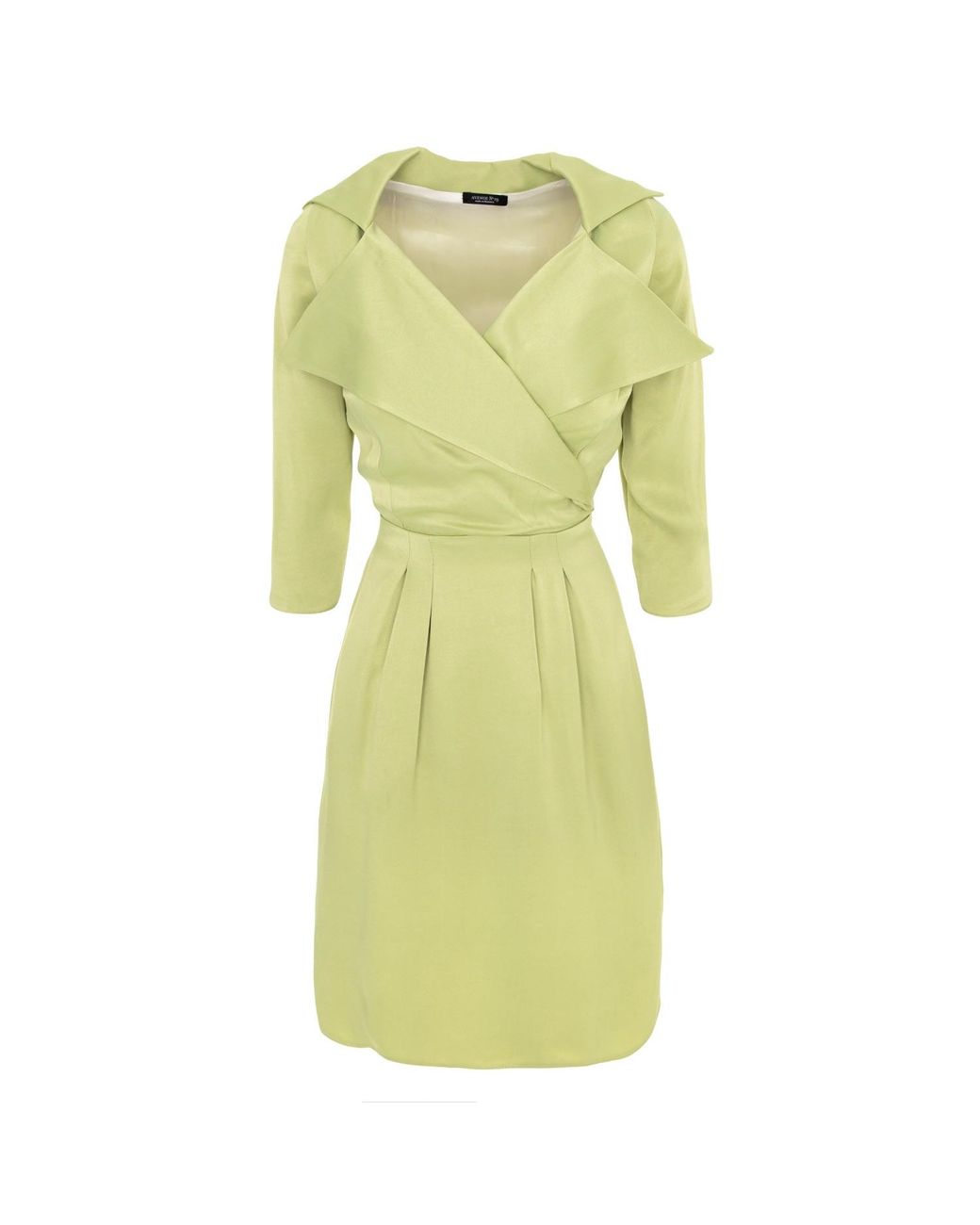 AVENUE No.29 Yellow Lapel Wrap Viscose Midi Dress