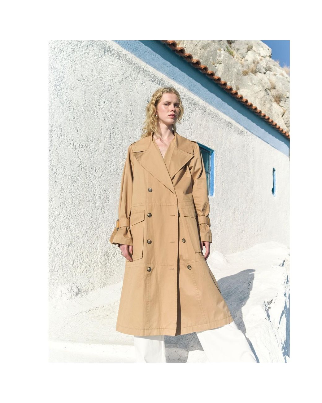 NAZLI CEREN Natural Neutrals Shelly Cotton Trenchcoat