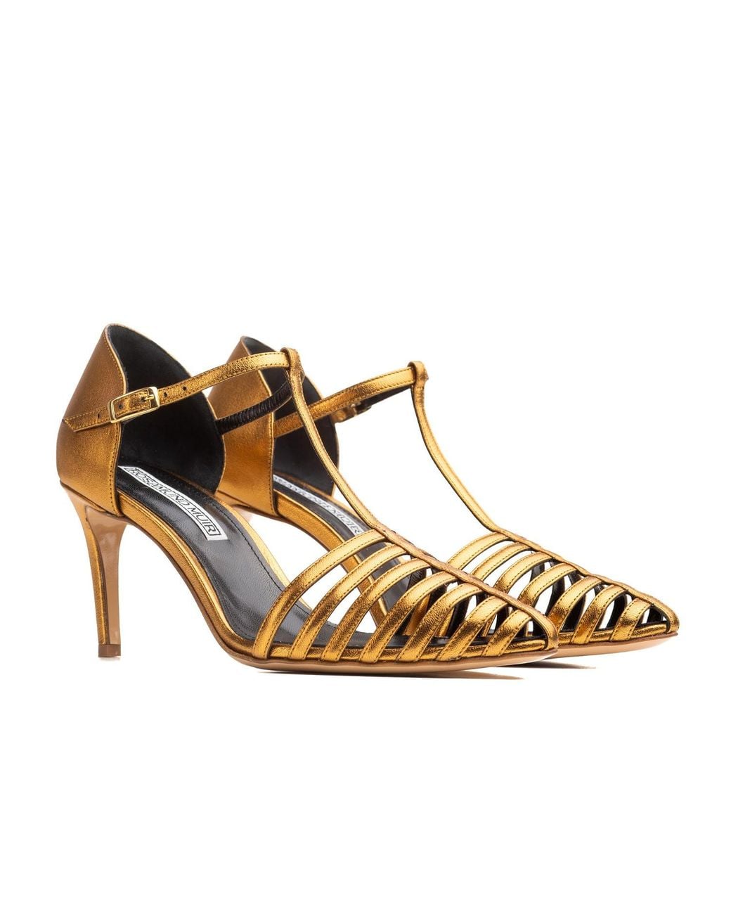 Rosamund Muir London Metallic Carlotta Cage Heels