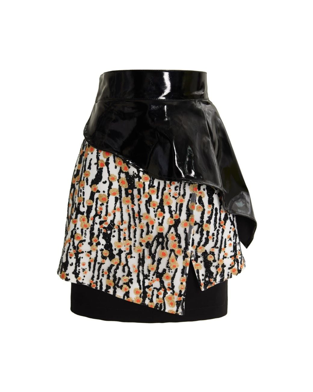 Julia Allert Black High-Waisted Multi-Layered Mini Skirt With Patent Belt