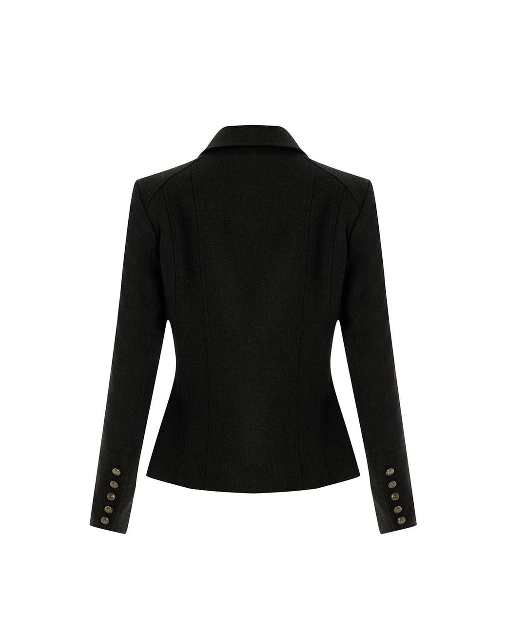 Exquise Black Regular Shirt Collar Structured Aubrie Jacket