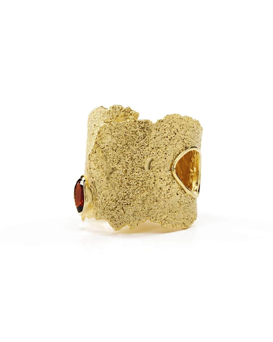 German Kabirski Yellow Otthild Iconic Plated Ring With Natural Garnet