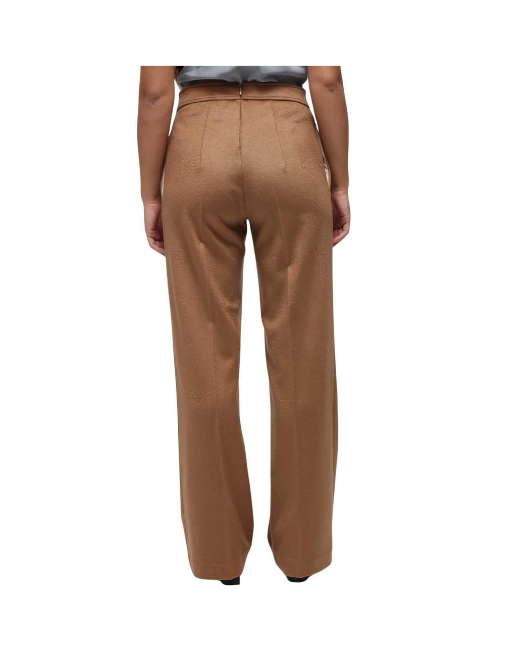 Humans & Land Brown Camel Wool Straight Pants