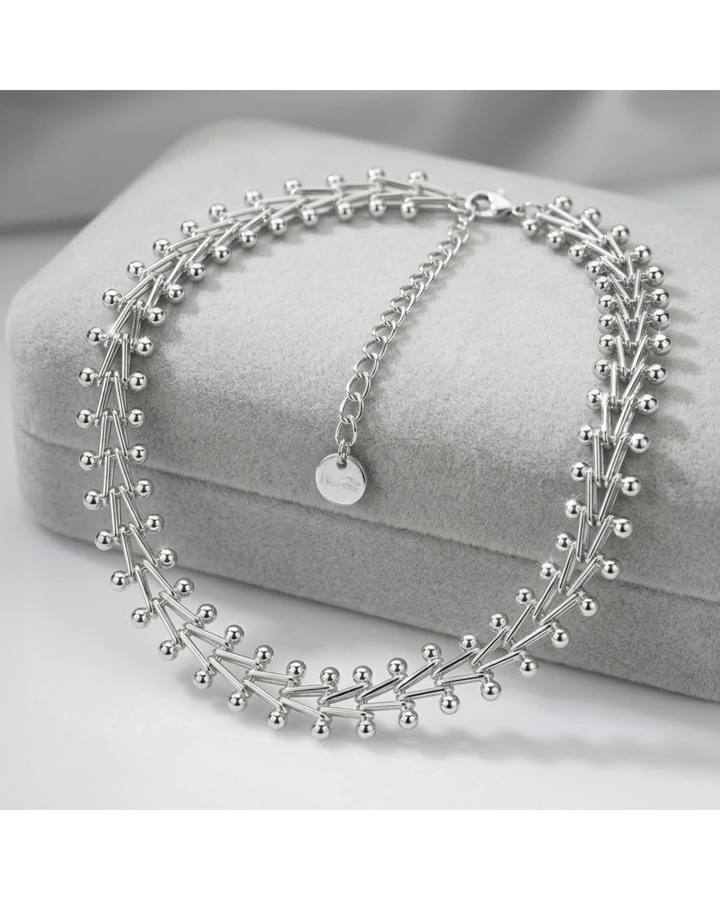 Mercela Metallic Chunky Chain Necklace – Statement Geometric Link Necklace Gift For Her