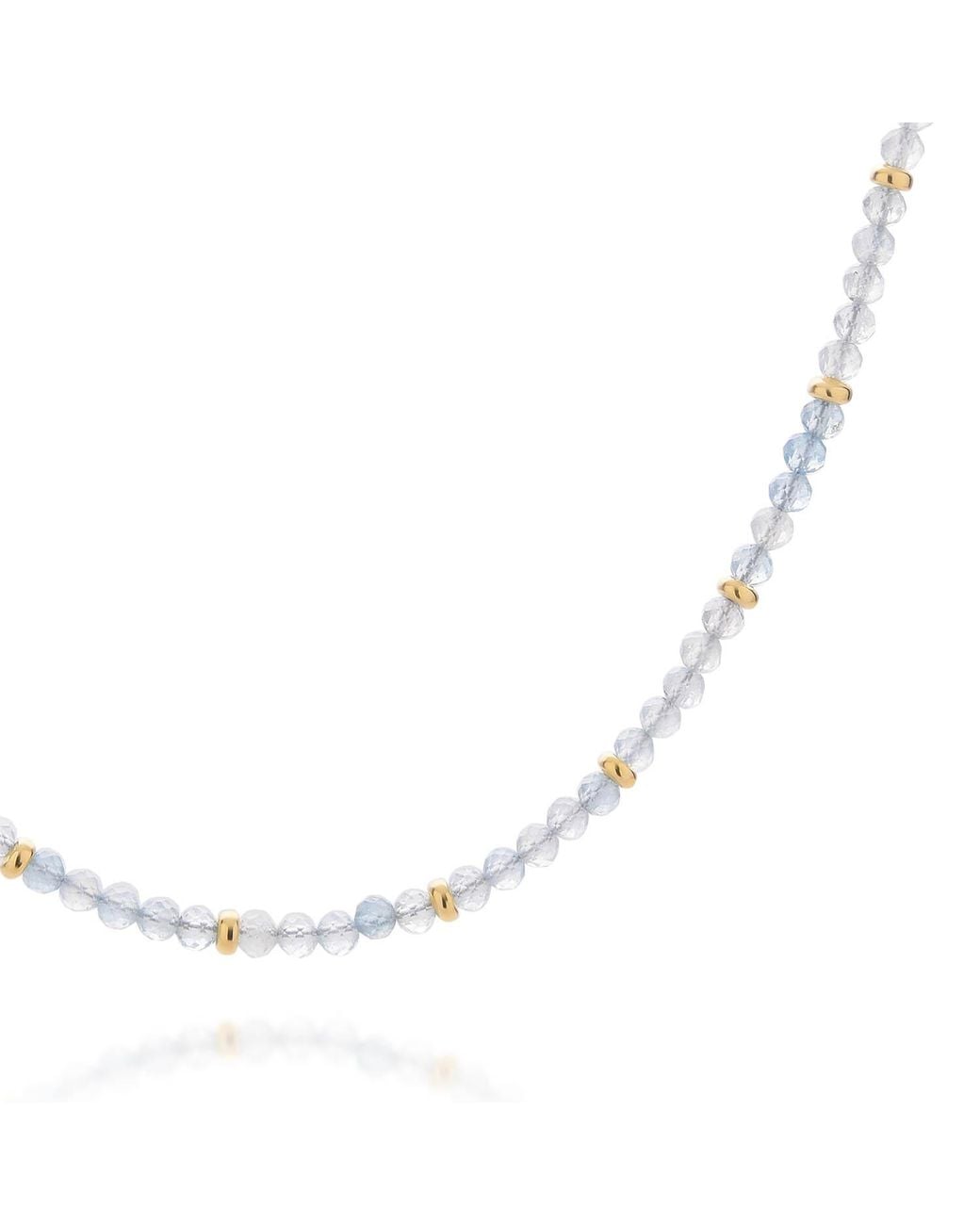 Nellou Jewellery Metallic Aquamarine March Birthstone Orbit Necklace