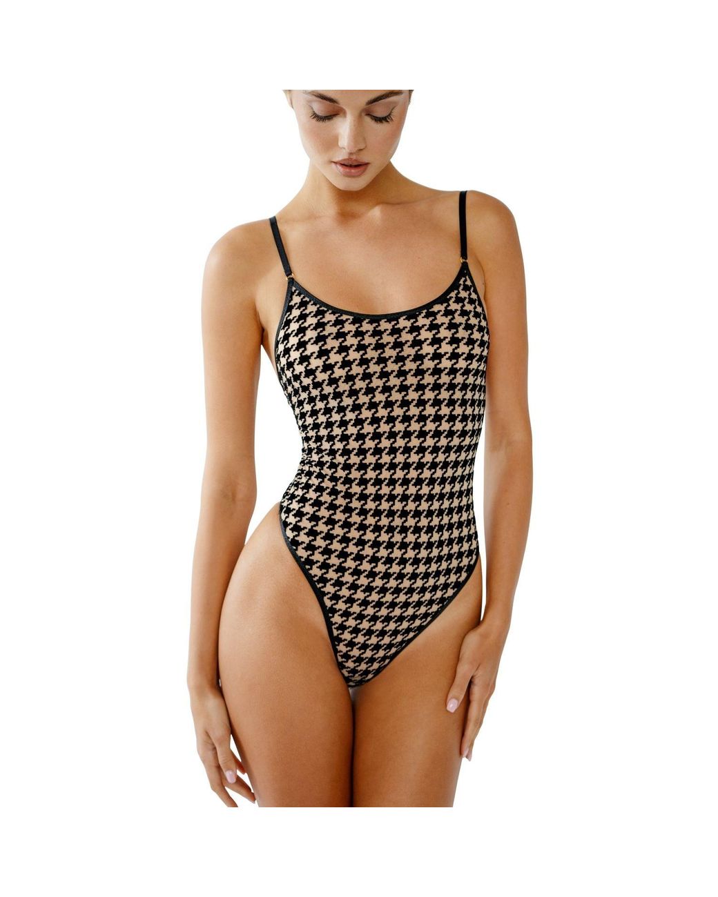 Perilla Lingerie Black Oxford Bodysuit