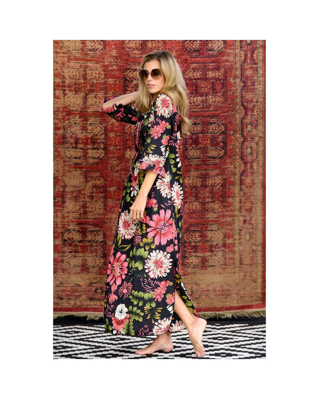 At Last Red Cotton Annabel Maxi Dress