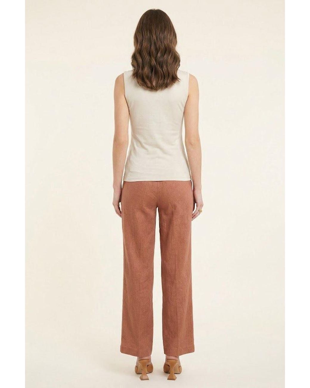 Conquista White Neutrals Draped V-Neck Sleeveless Top
