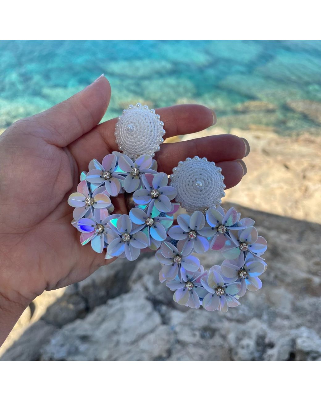 PINAR OZEVLAT Blue Petite Yasmine Hoops
