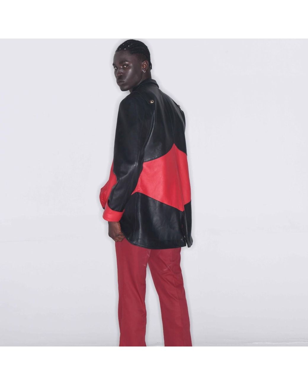 Zasta Studio Red The Gambler Long Coat Leather Jacket for men