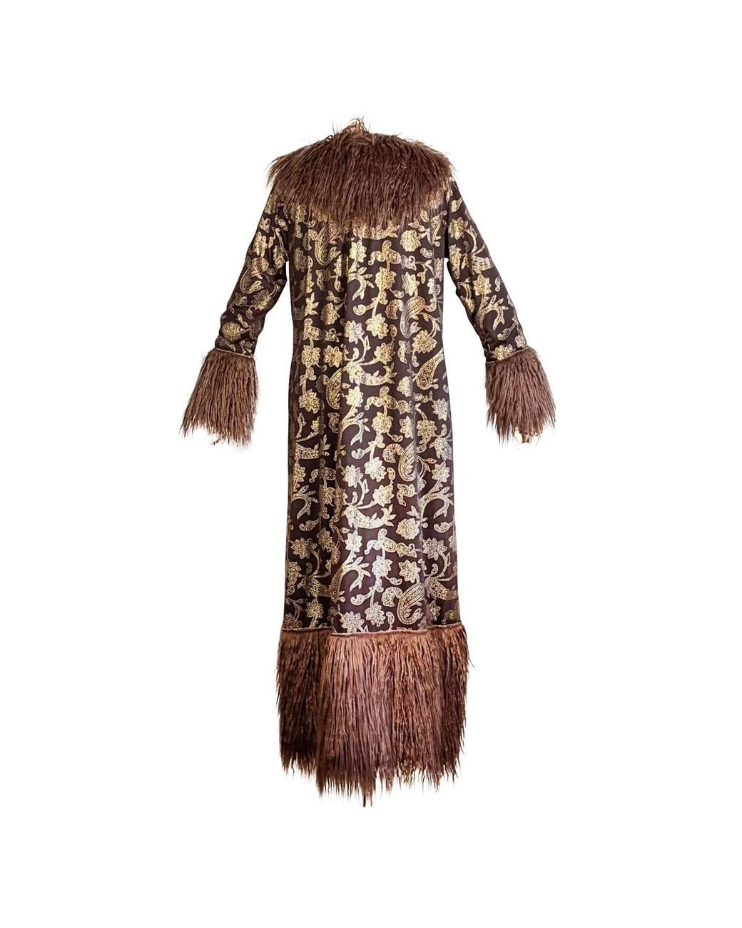 Jennafer Grace Brown Penny Deluxe Filigree Morena Faux Fur Trim Coat