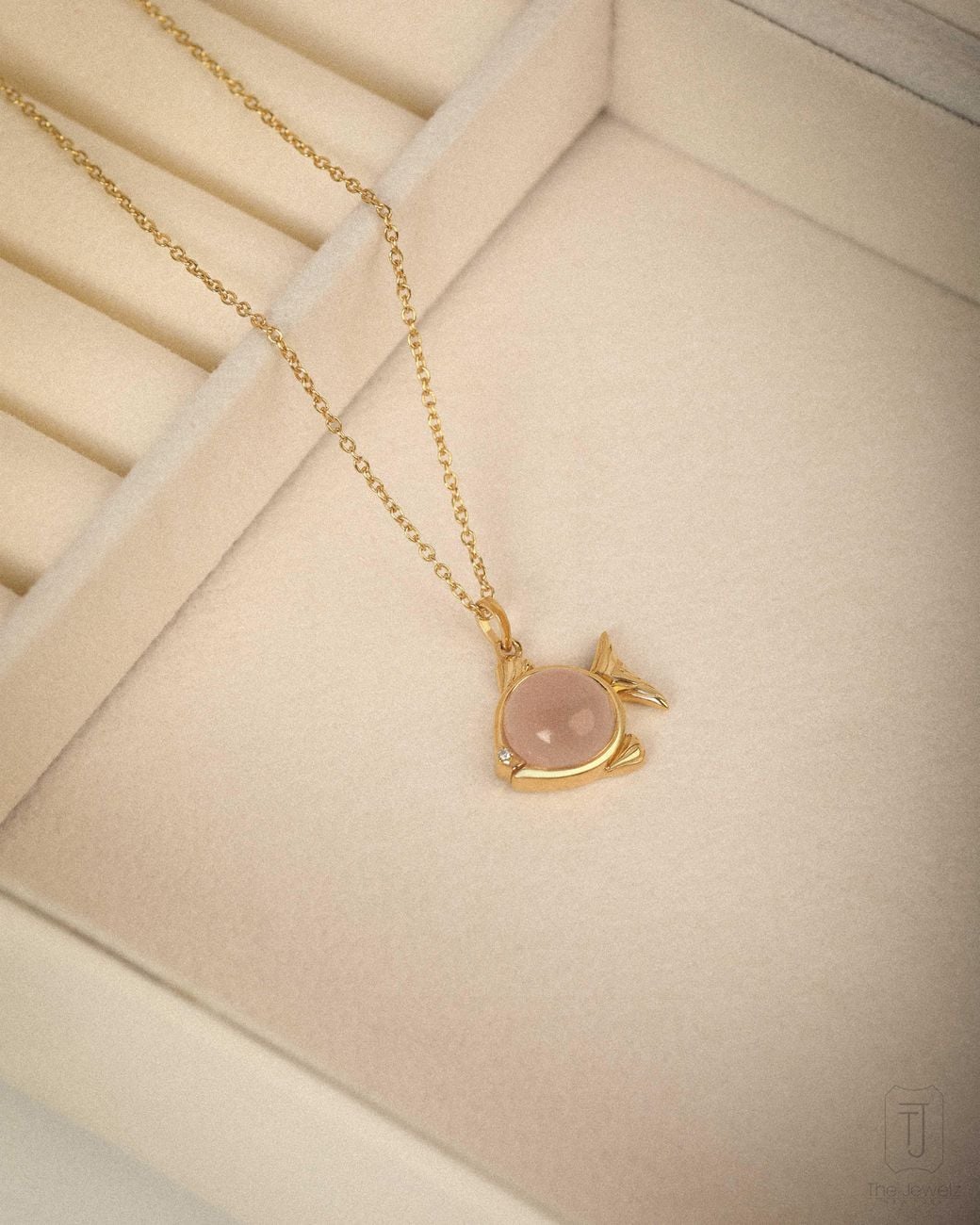 The Jewelz Metallic 'Blush Current' Natural Rose Quartz 925 Necklace