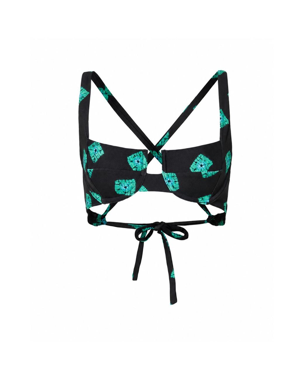 Par & Escala Green Agus Print Underwired Balconette Bikini Top